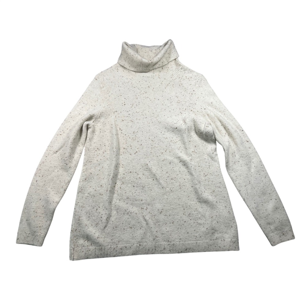 Sisters Womens Small Turtleneck Sweater Cream Donegal Speckled Knit Cozy